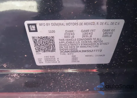 2021 Chevrolet Blazer Fwd 1Lt z USA, uszkodzony, nr VIN 3GNKBBRA3MS527773